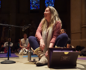 Clare at Grace Cathedral Yoga on Labyrinth